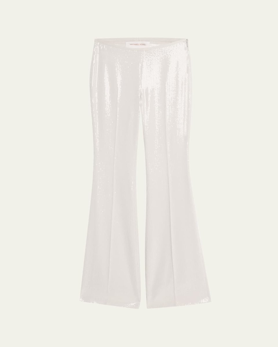 Sequined Side Zip Flared Trousers